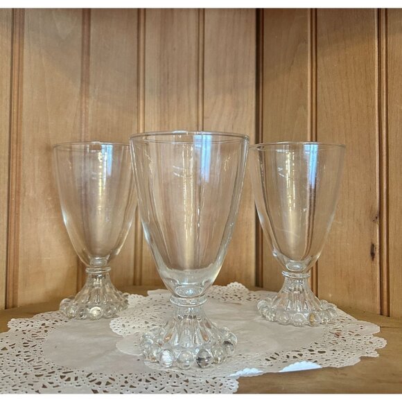 Vintage Imperial Candlewick Boopie Goblet Set Of 3 Clear Glasses Tumbler Wine Gl - Picture 1 of 4